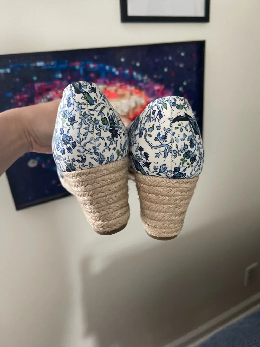 Bandolino Blue and White Floral Espadrille Flats
